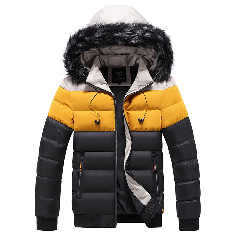 Hooded Jacket Men's Thick Warm Hooded Jacket for Ultimate Comfort