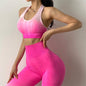Two Piece Seamless Yoga Bodysuit for Women - Gym Polyester Outfit