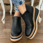 Wedge Ankle Boots - Thin Short Side Zipper Mid Heel Leather Surface