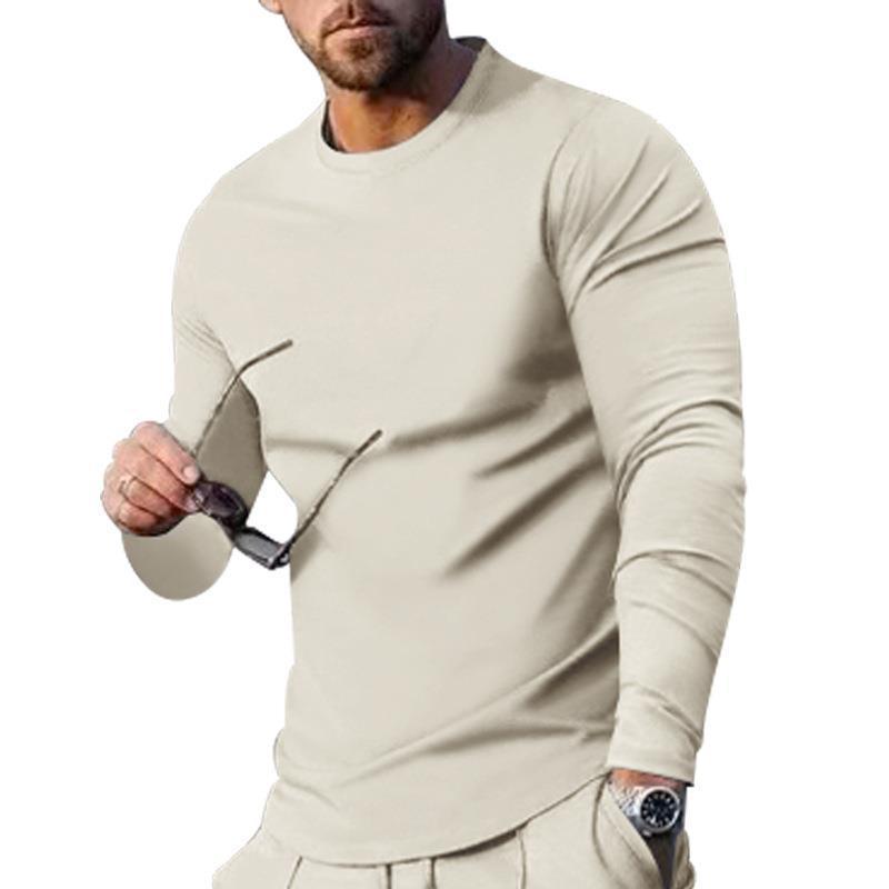 Men's Long-sleeved Solid Color Top Trendy Loose