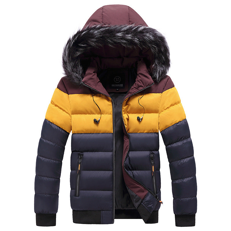 Hooded Jacket Men's Thick Warm Hooded Jacket for Ultimate Comfort