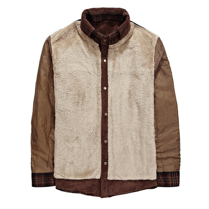Winter Jacket Men's Thicken Fleece Jacket Warm Plaid Coats Pure Cotton Military Clothes