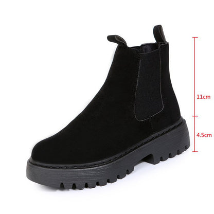 Women's Chunky Ankle Boots - Solid Color Platform for Autumn Winter, Stylish Footwear