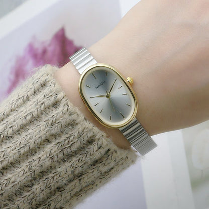 Oval Small Kit Bamboo Strap Girls' Watch - Stylish and Eco-Friendly Timepiece