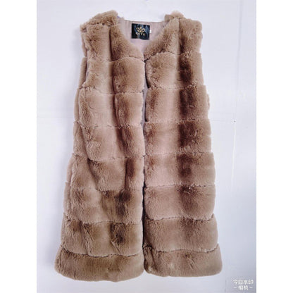Fur Long Vest Coat - Stylish Cotton-padded Winter Outerwear