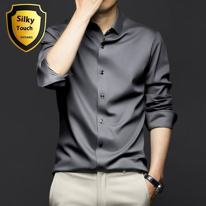 Business High-End Ice Silk Shirt - Luxury Comfort and Style