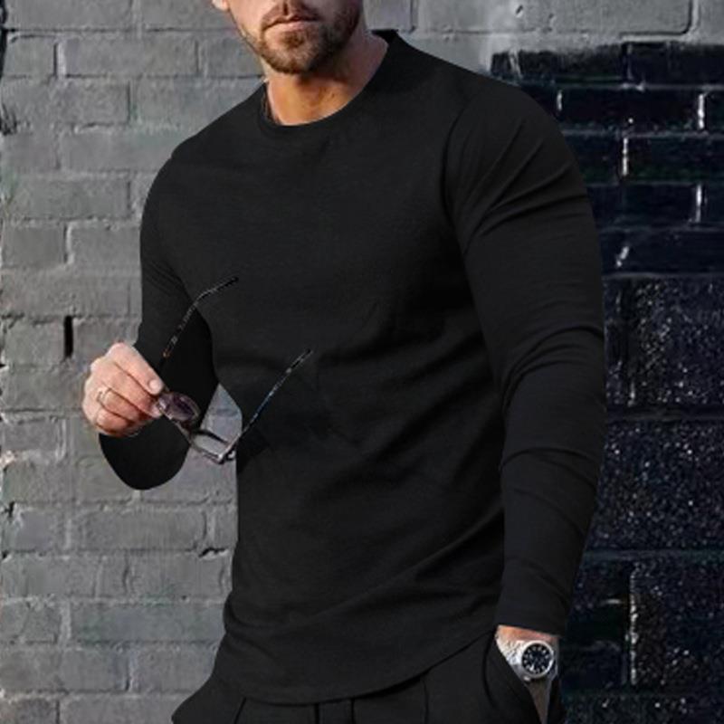 Men's Long-sleeved Solid Color Top Trendy Loose