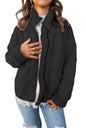 Stand Collar Cotton Jacket - Loose Long Sleeve Coat
