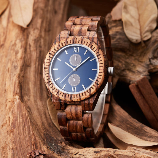 Men's Multi-functional Wooden Watch Quartz Movement