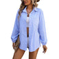 Loose Commute Leisure Striped Long Sleeve Shirt