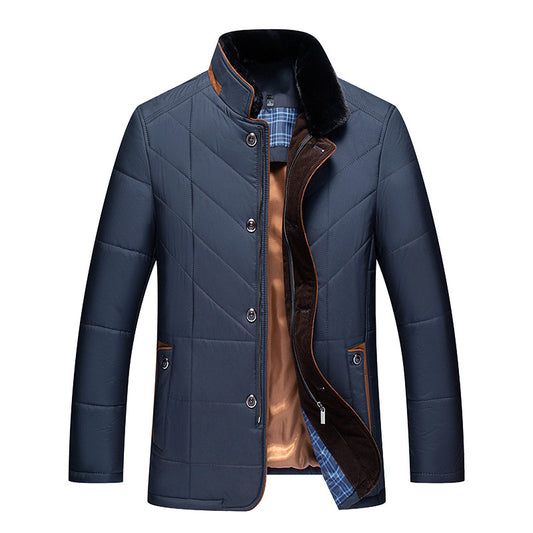 Quilted Coat for Middle-Aged Men Thick Warm Winter Cotton-Padded Jacket