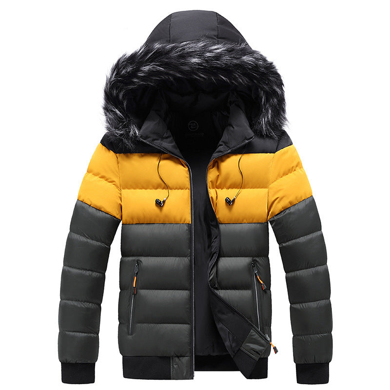 Hooded jacket men's thick warm cotton jacket ，