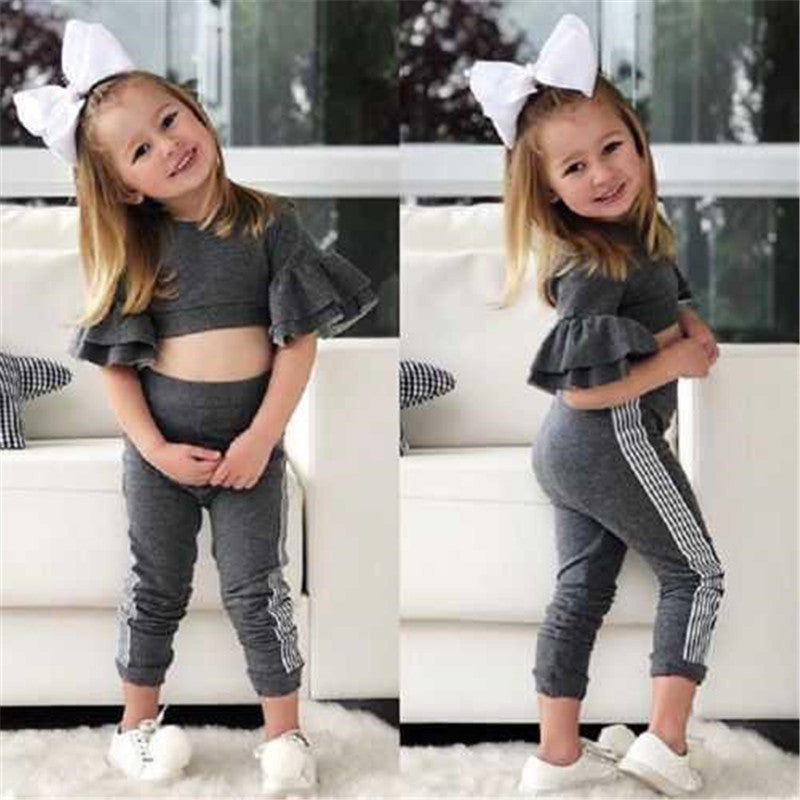 Autumn Kids Baby Girls t shirt Pants Outfits girl Clothes 2P
