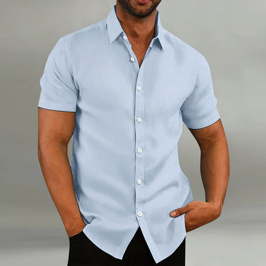 Men's Vintage Cotton Linen Casual Loose Short Sleeves Shirt