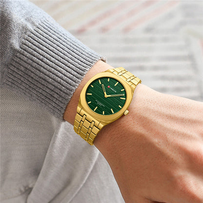 Ultra-thin Steel Watch with Simple Calendar and Large Dial