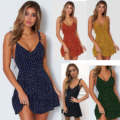 Polka-dot Summer Dress for Women - Strappy Beach Sundress