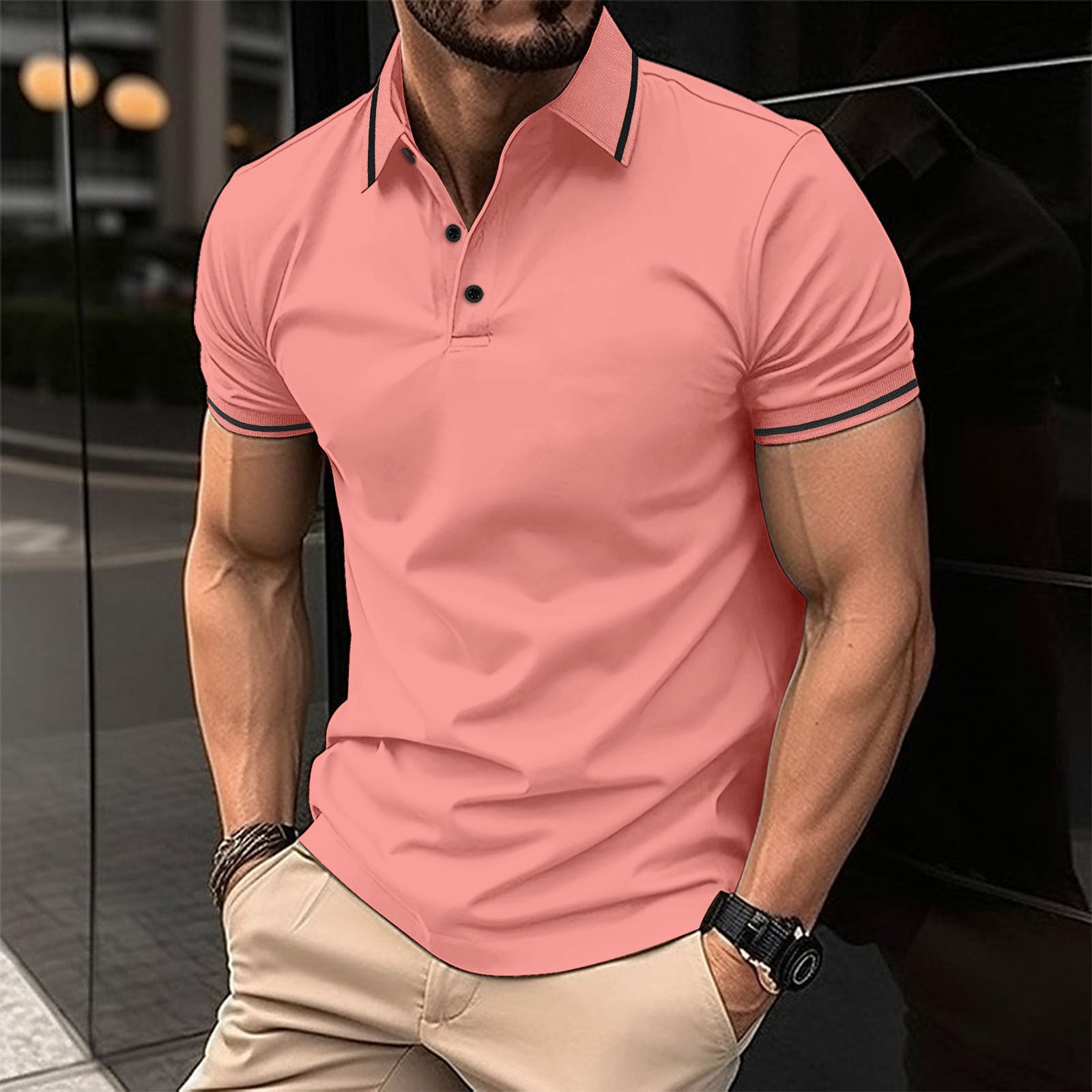 Men's Sports Casual Lapel Short Sleeve Polo Shirt