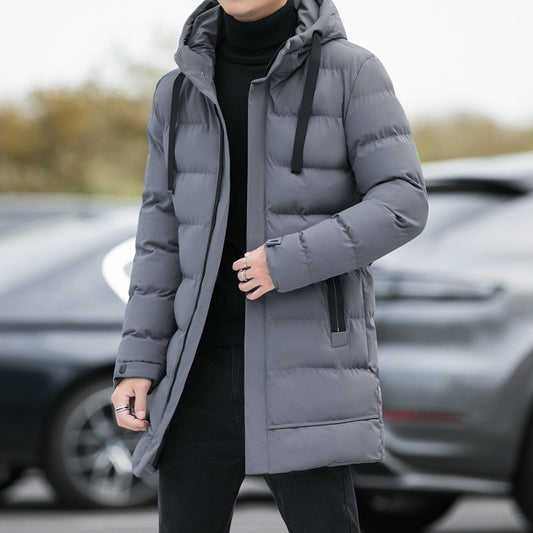 Men's Winter Hooded Jacket Long Warm Windproof Coat Outdoor Fashion