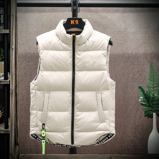 Men's Winter Down Vest - Fashion Stand-Collar Sleeveless Jacket, Solid Thickened Outerwear