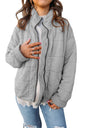 Stand Collar Cotton Jacket - Loose Long Sleeve Coat