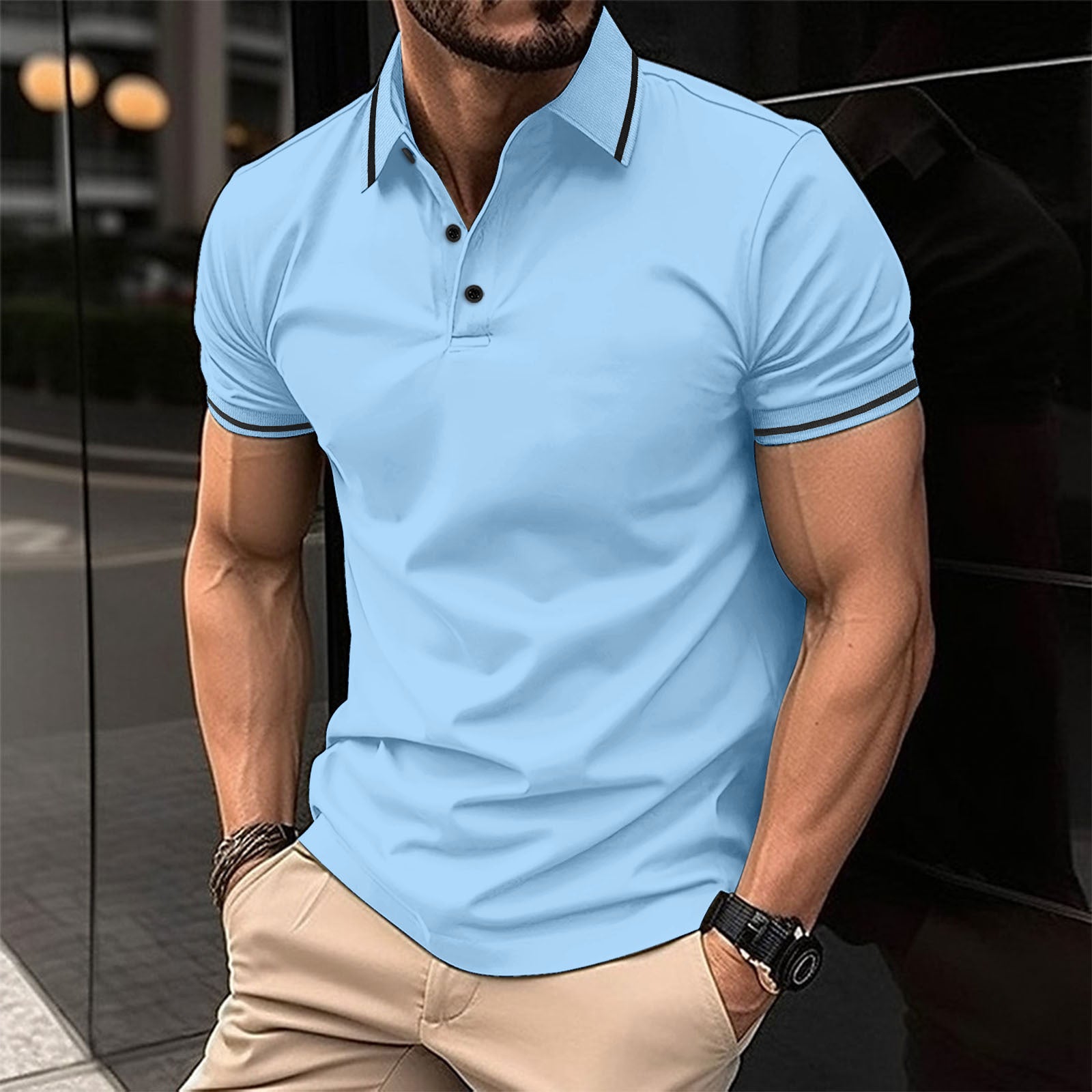 Men's Sports Casual Lapel Short Sleeve Polo Shirt