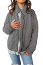 Stand Collar Cotton Jacket - Loose Long Sleeve Coat