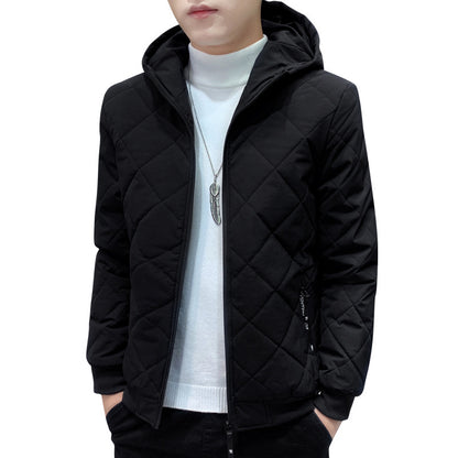 Fleece Jacket Plaid Coat - Diamond Plaid Cotton-padded Design