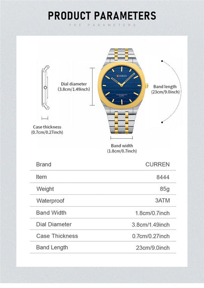 Ultra-thin Steel Watch with Simple Calendar and Large Dial