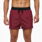 Men's Beach Boardshorts Quick-Drying Waterproof Lining Solid Color 3-Point Pants with Back Pocket Zipper