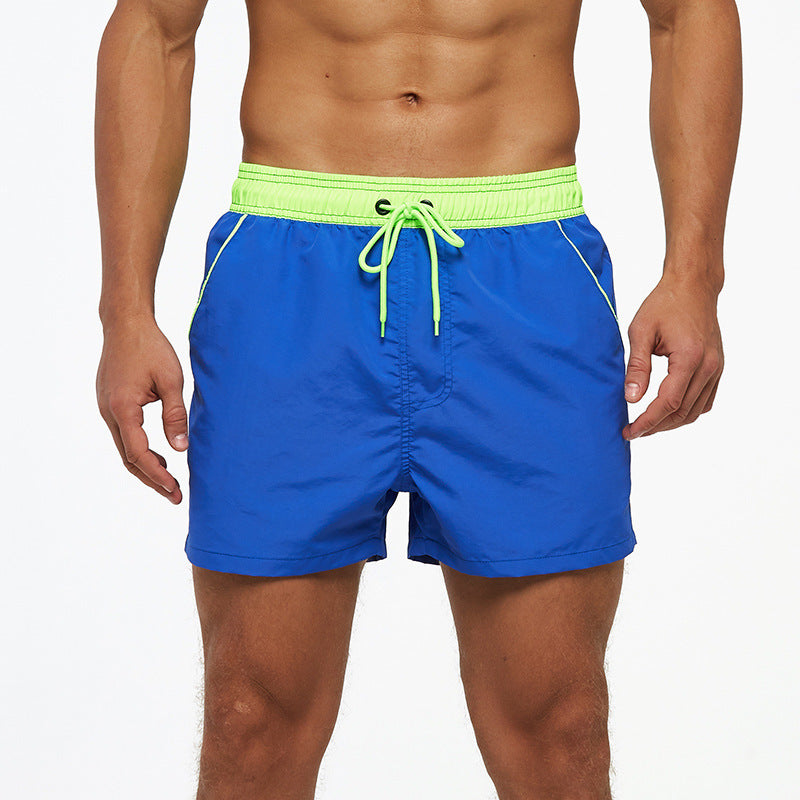 Men's Beach Boardshorts Quick-Drying Waterproof Lining Solid Color 3-Point Pants with Back Pocket Zipper