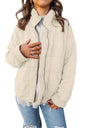 Stand Collar Cotton Jacket - Loose Long Sleeve Coat