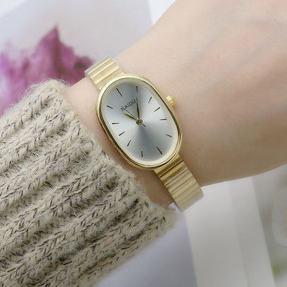 Oval Small Kit Bamboo Strap Girls' Watch - Stylish and Eco-Friendly Timepiece