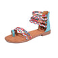 Ethnic Colorful Flat Bottom Sandals - Large Size with Stylish Stitching Design for Comfort and Style