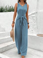 Blue V-Neck Jumpsuit