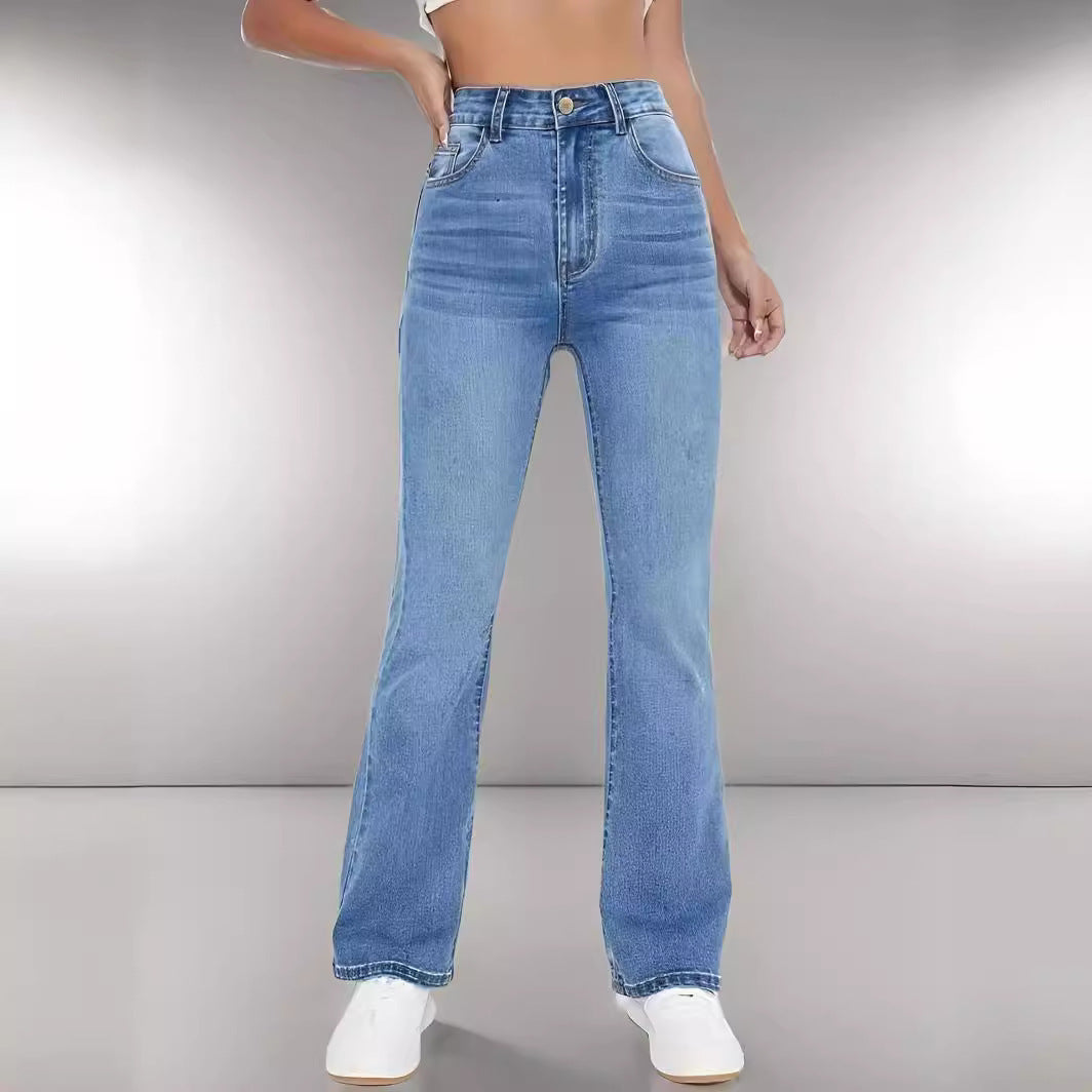 Women's High Waist Straight Slim Fit All-match Stretch Jeans