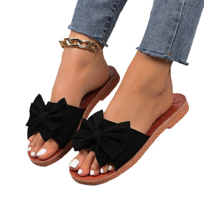Women's Platform Beach Slippers with Cute Bow Design