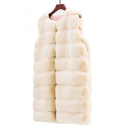 Fur Long Vest Coat - Stylish Cotton-padded Winter Outerwear