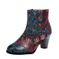Print Ankle Boots for Women - Chunky Mid Heel Side Zipper Shoes