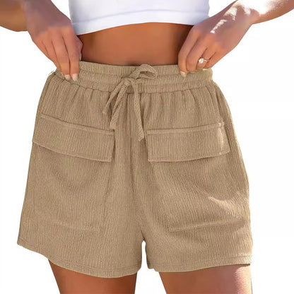 Summer Drawstring Shorts With Pockets for Women - Casual Sports Pants