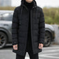 Men's Winter Hooded Jacket Long Warm Windproof Coat Outdoor Fashion