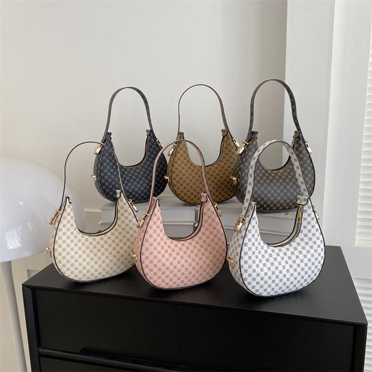 Casual Printed One Shoulder Crescent Bag - Western Style Underarm Bag