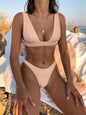 Fixed Triangle Bikini with Zip - Stylish and Comfortable Swimwear