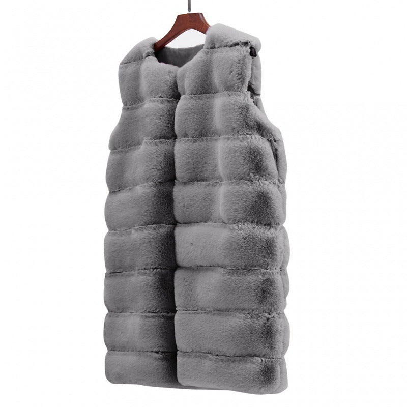 Fur Long Vest Coat - Stylish Cotton-padded Winter Outerwear
