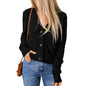 Summer Solid Color Knitted Cardigan with Pockets - Button Texture Long Sleeve