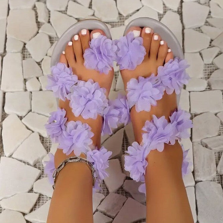 Female Roman Floral Flat Sandals