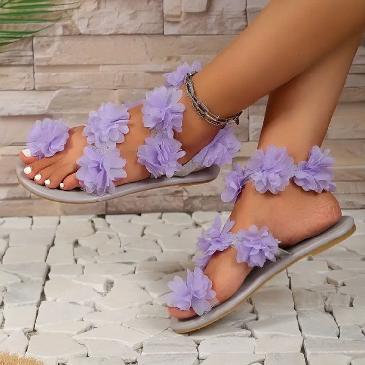 Female Roman Floral Flat Sandals