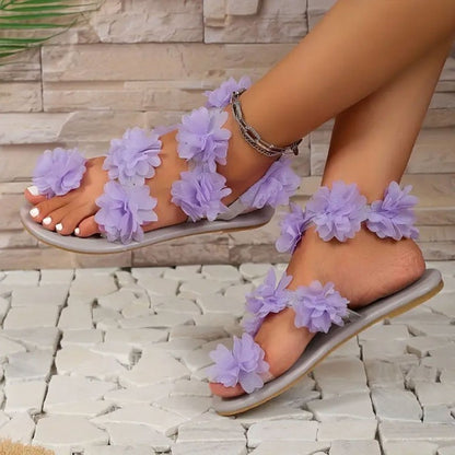 Female Roman Floral Flat Sandals