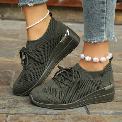 Round Head Platform Shoes - Leisure Front Lace-up Design