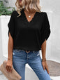 Lace V-neck Loose Shirt with Flared Sleeves