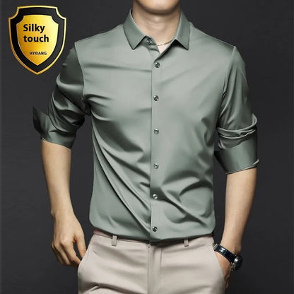 Business High-End Ice Silk Shirt - Luxury Comfort and Style